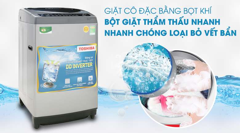 Giặt cô đặc bằng bọt khí - Máy giặt Toshiba Inverter 9 Kg AW-DJ1000CV SK